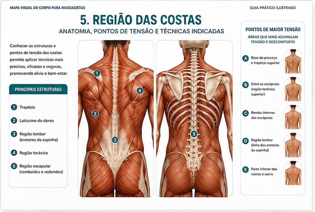 Página do módulo 02 com a anatomia das costas, principais estruturas e pontos de maior tensão.
