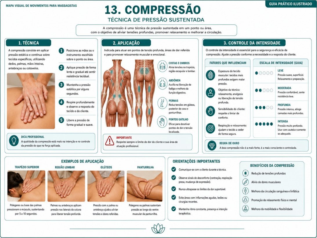 Página do módulo 03 sobre a técnica de compressão, com aplicação e escala de intensidade.