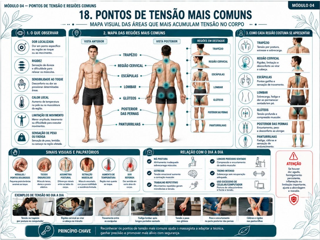 Página do módulo 04 com o mapa das áreas que mais acumulam tensão no corpo.